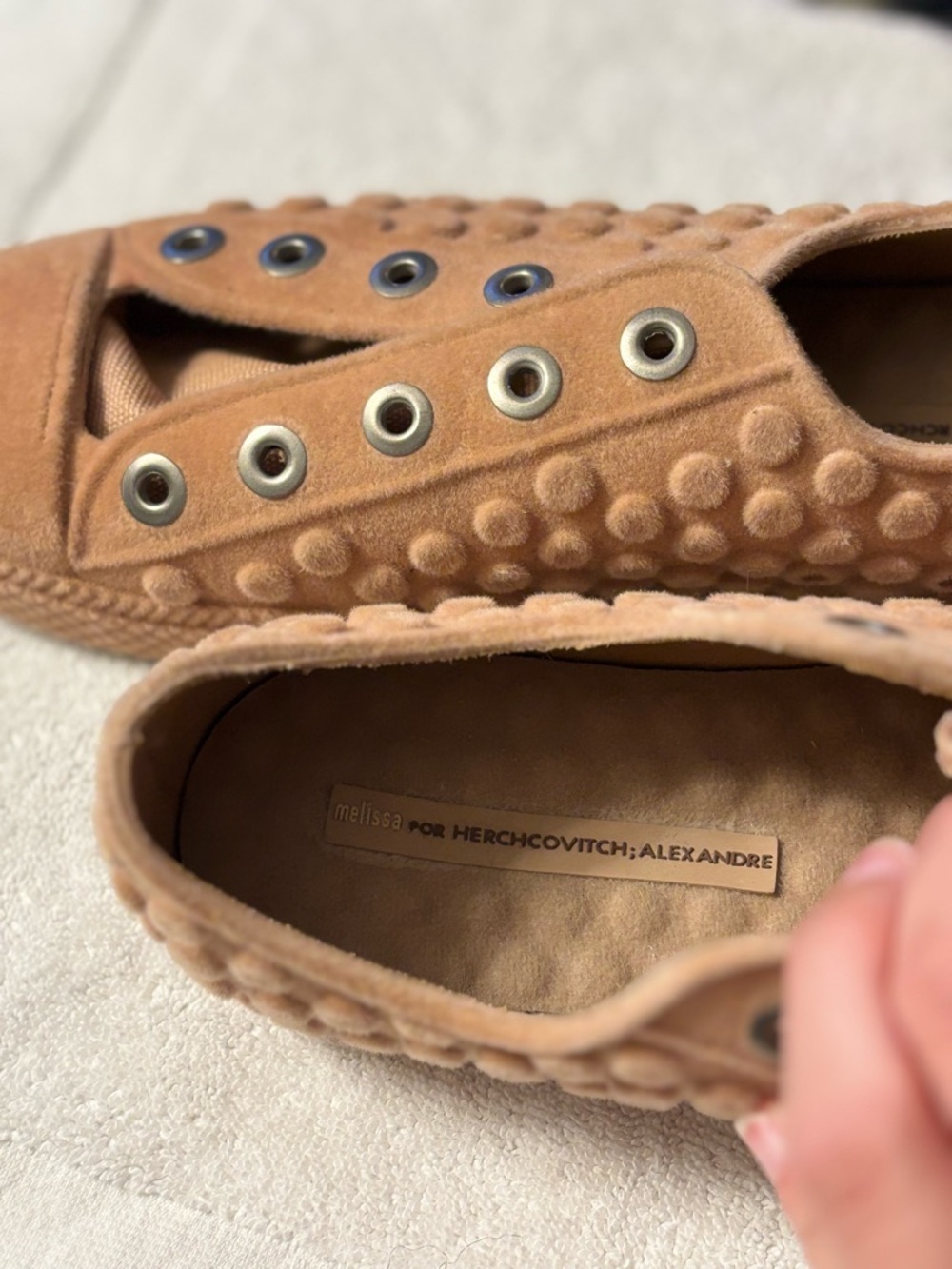 Melissa for Herchcovitch Alexandre Suede Bubble Slip-Ons - Tan